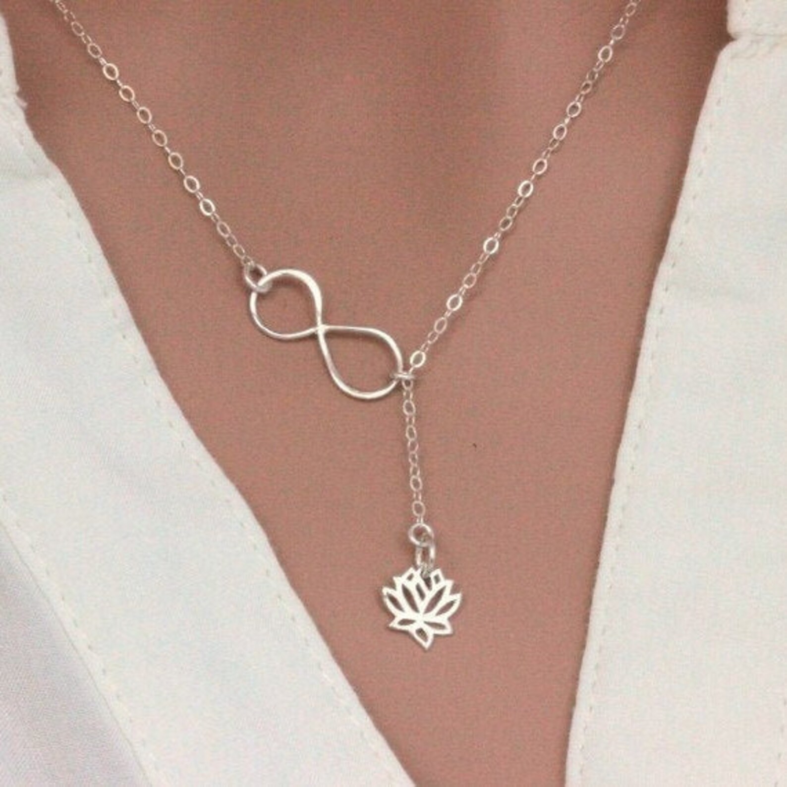 Sterling Silver Lotus Flower Necklace Lotus Necklace Etsy