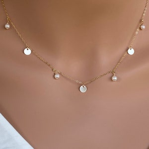 Dainty Freshwater Pearl Necklace: Sterling Silver or 14k Gold Fill