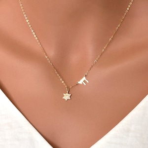 Gold Filled Chai Star of David Necklace: Jewish Bat Mitzvah Gift