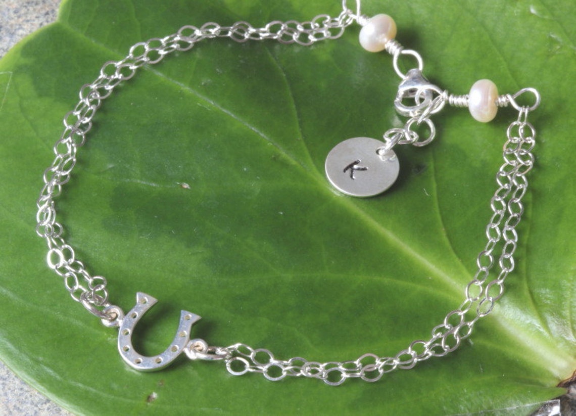 Sterling Silver Horseshoe Bracelet Personalized Horseshoe Etsy