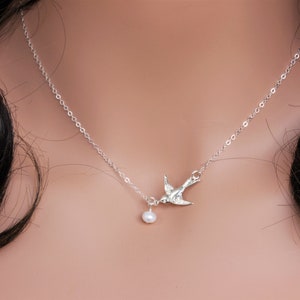 Cadeaux de confirmation pour adolescentes, cadeau de confirmation pour les sponsors, collier oiseau en argent sterling/or 14 carats, cadeaux de confirmation image 2