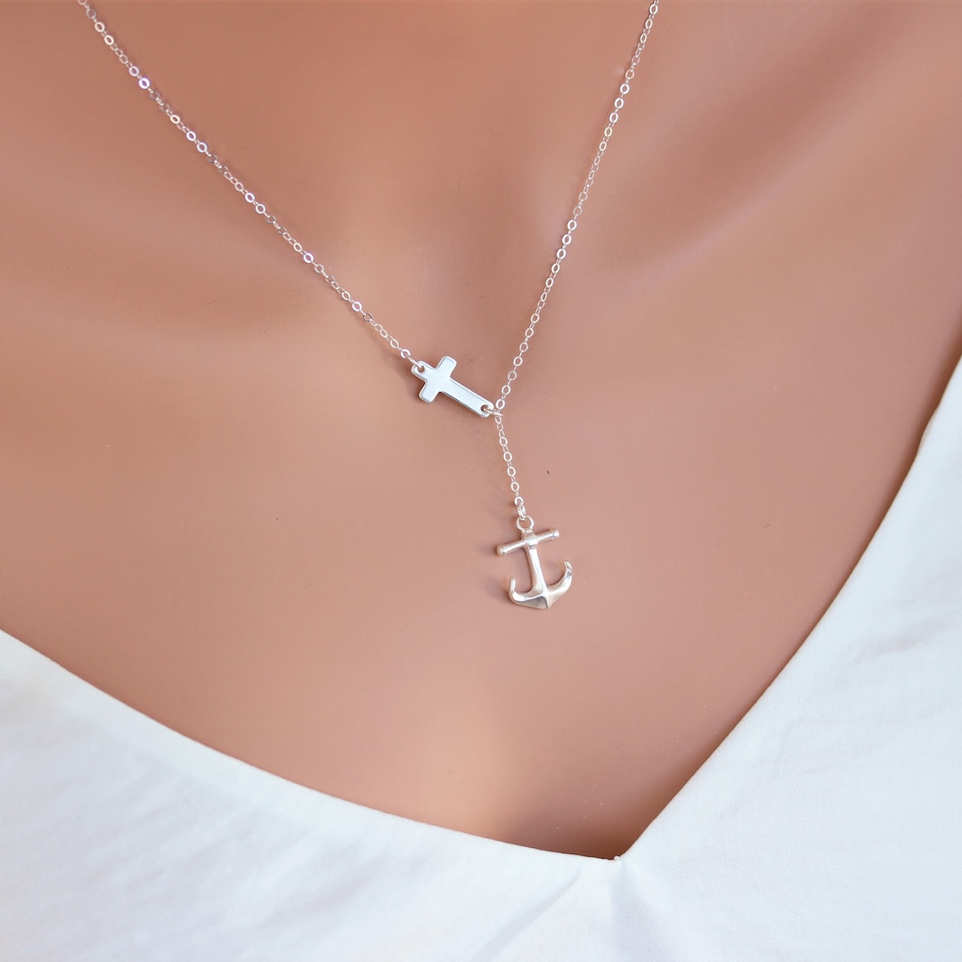 Cross Anchor Necklace Anchor Necklace Women Anchor Cross Necklace