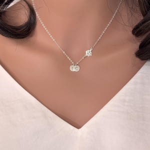 Sterling Silver Lotus Necklace: Personalized Initial Charm, Sideways Flower
