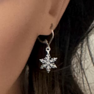 Sterling Silver Snowflake Dangle Earrings: Winter Holiday Jewelry