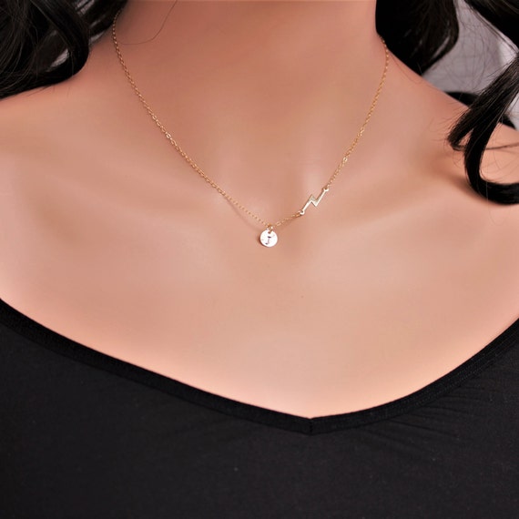 Lightning Bolt Necklace Gold 
