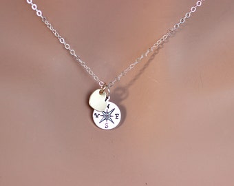 Compass Nrcklace - Traveler gifts - Compass Heart Charm Necklace - Compass necklace - Graduation gift for her - Long Distance BFF gifts