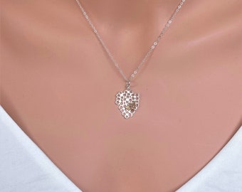 Sterling Silver Honeycomb Heart Pendant, Honeycomb Necklace Bee Charm, Honeycomb Necklace, Honeycomb Pendant, Bee hive, Bee Keeper Necklace.