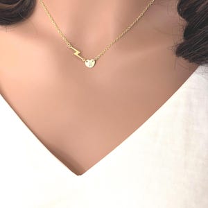 14k Gold Fill Lightning Bolt Necklace: Personalized Initial Charm