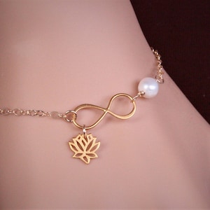 Gold Infinity Lotus Bracelet: Sterling Silver Yoga Jewelry
