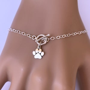 Personalized Sterling Silver Paw Print Bracelet - Pet Lover Gift