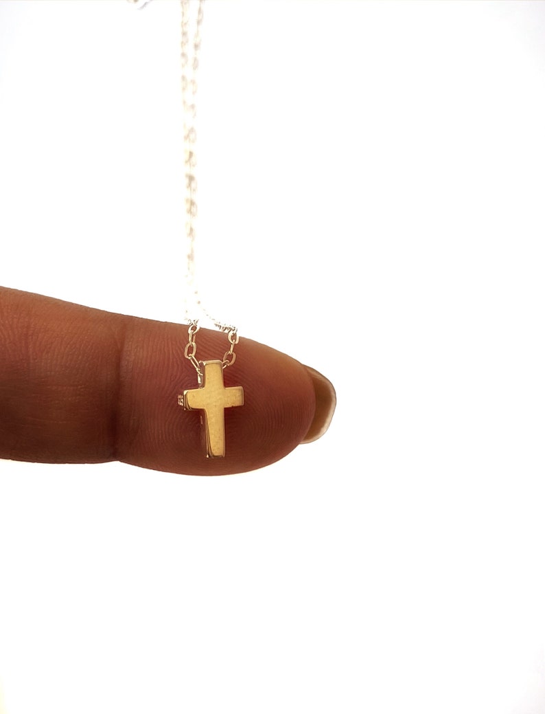 Tiny Cross Necklace Sterling Silver Cross Necklace Cross Necklace Dainty Cross Necklace Small Cross Gift for hert Cross necklace image 3