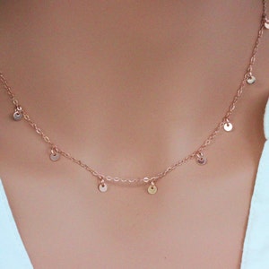 Tiny 14k Gold Filled Coin Necklace: Delicate Disc Layering Necklace