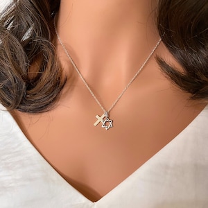 Collar con estrella de David y cruz de plata de ley: Joyería de doble fe