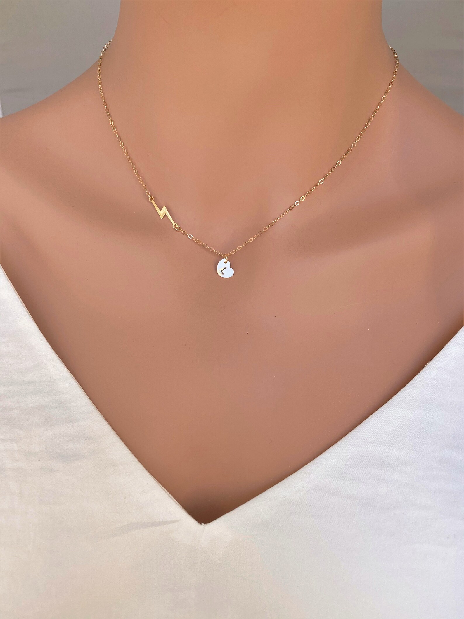 Lightning Bolt Necklace Sideways Lightning Bolt Necklace Etsy