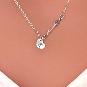 Sterling Silver Arrow Necklace: Personalized Initial Heart Charm