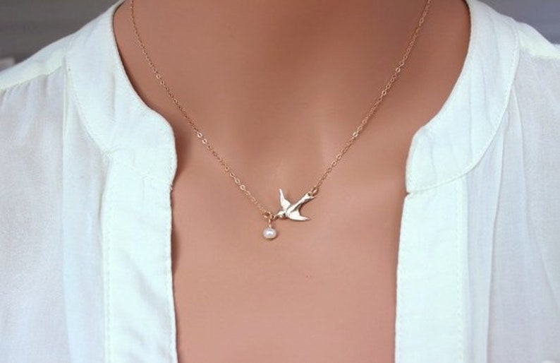 Confirmation gifts for teen girls, Confirmation sponsor gift, Sterling Silver / 14k Gold filled Bird Necklace, Confirmation favorsNecklace image 7