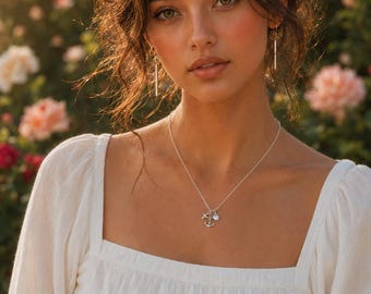 Sterling Silver Anchor Necklace: Heart, Cross Charm - Nautical Jewelry