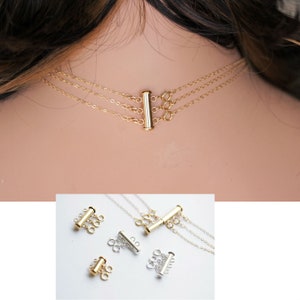 LDCREEE 2 Pcs Layered Necklace Clasps,gold Magnetic Necklace Separator for Layering,Multiple Strands Jewelry Connector