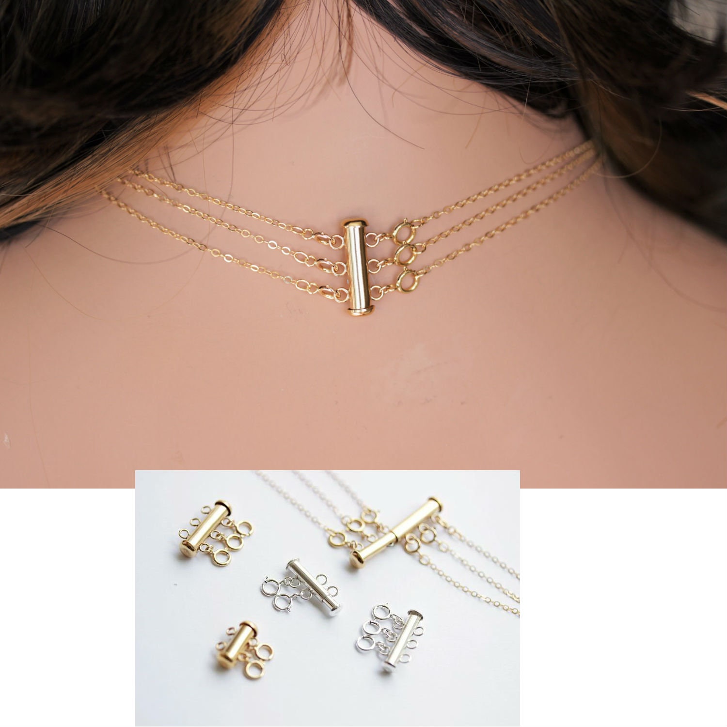 Layered Necklace Detangler 14k Gold Filled Keep Necklaces From Tangling  Wear 3 Necklaces at Once Without Tangles Slip on Clasp 