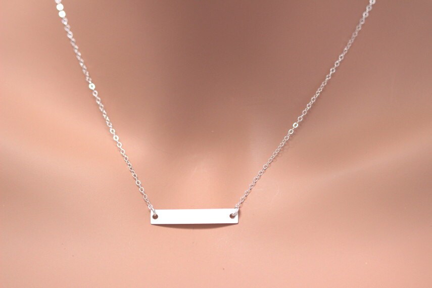 Silver Bar Necklace bar necklace personalized vertical bar Etsy