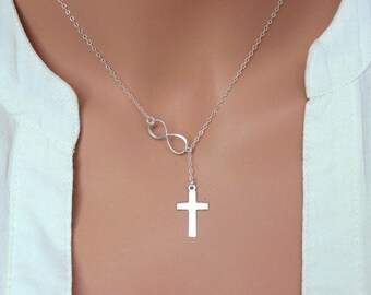 Cross Necklace Sterling silver or 14k Gold fill -Cross nekclace women -Silver Cross Necklace- Easter gifts - Christening gifts for girls