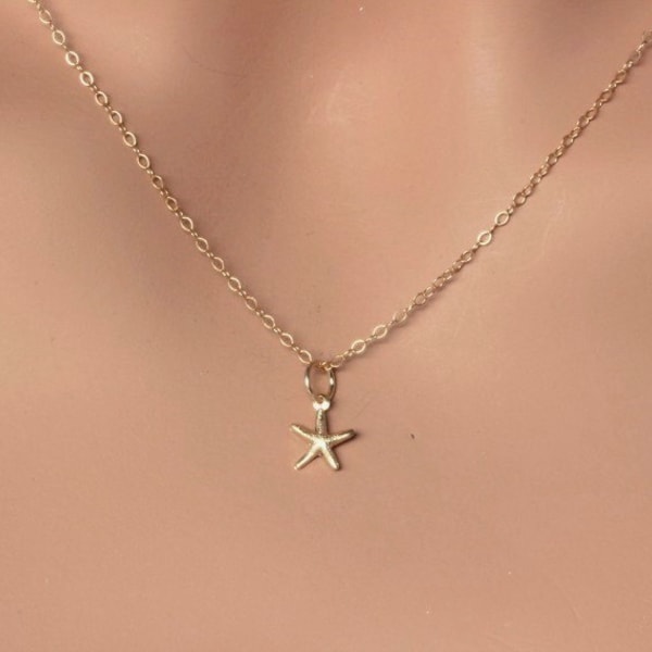 Starfish Necklace in 14k gold fill or Sterling silver, Tiny starfish necklace, petite charm, Everyday jewelry, Tiny Starfish Necklace gifts