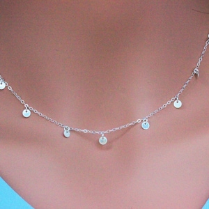 Tiny Disc Necklace: 14k Gold Filled or Sterling Silver Coin Dangle