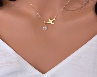 Confirmation gifts for teen girls, Confirmation sponsor gift, Sterling Silver / 14k Gold filled Bird Necklace, Confirmation favorsNecklace