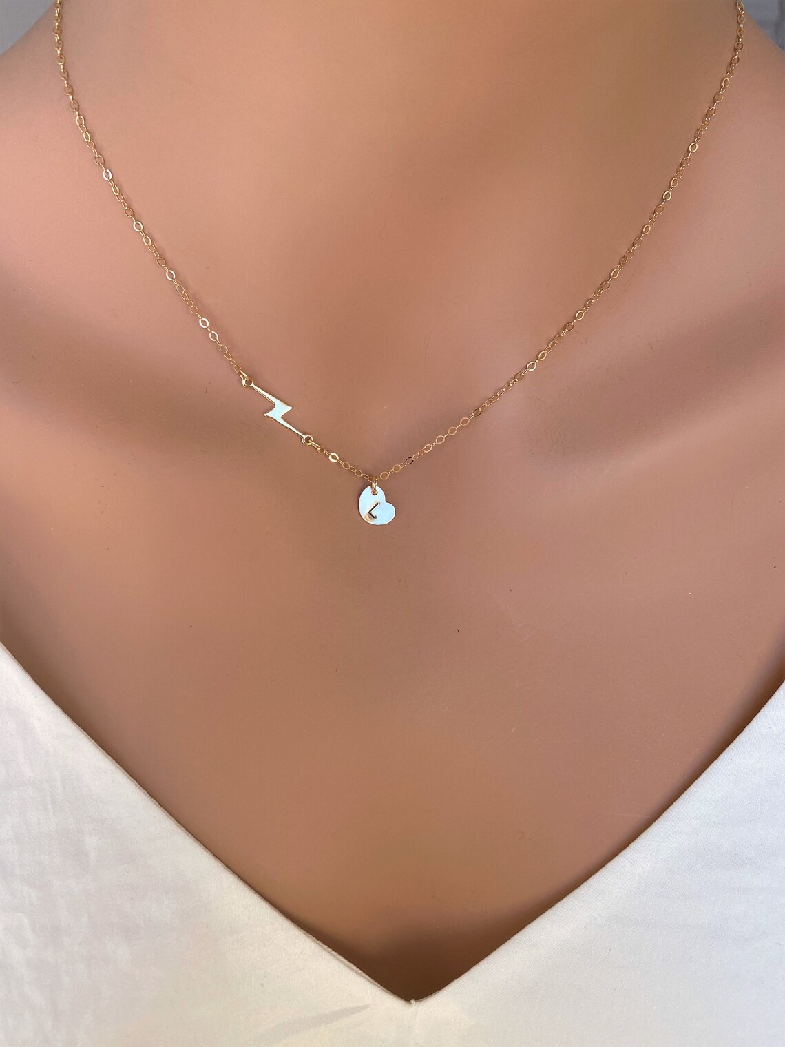 Lightning Bolt Necklace Sideways Lightning Bolt Necklace Etsy