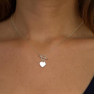 Personalized Sterling Silver Heart Toggle Necklace: Initial Charm, Dainty Choker