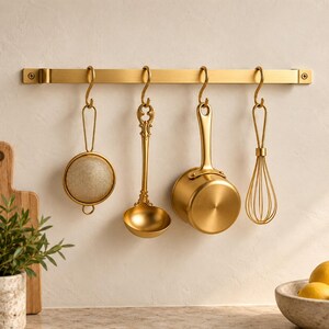 Küchenutensilienhalter aus Messing zur Wandmontage, minimalistischer Hängeorganizer (12-30 Zoll)