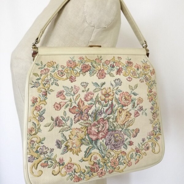 SALE VTG Muted Floral Tapestry Purse