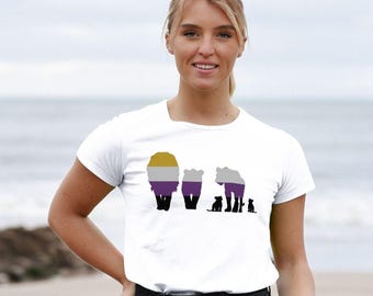 Damen-T-Shirt mit Löwenkodex für nicht-binäre Personen