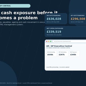 UK Accounts Receivable and Payable Tracker for Excel, Invoice Ageing & Cash Dashboard