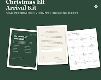 Kit de llegada del elfo navideño / PDF editable, 24 notas diarias, informe de progreso (descarga digital)