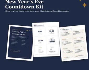 Kit de cuenta regresiva para Nochevieja para niños / Tarjetas de actividades por hora, cápsula del tiempo (descarga digital)