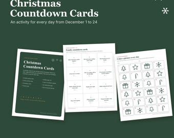 Tarjetas de actividades para el calendario de Adviento / 72 tarjetas imprimibles de cuenta regresiva navideña (descarga digital)