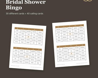 Bingo imprimible para despedida de soltera / 30 tarjetas + tarjetas de llamada (descarga digital)