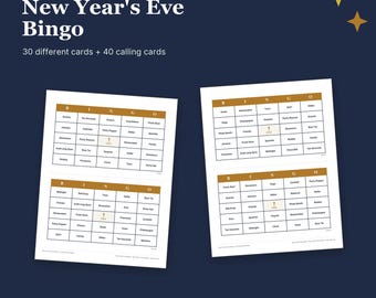 Bingo de Nochevieja 2027 / 30 cartones + tarjetas de llamada (descarga digital)