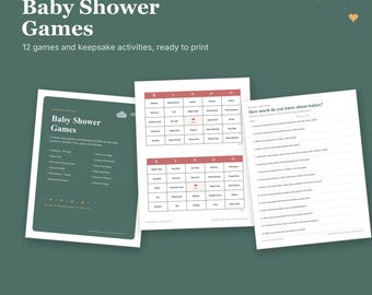 Paquete de juegos para baby shower / 12 actividades imprimibles (descarga digital)