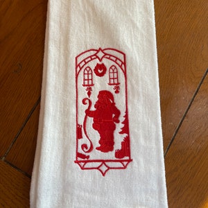 Embroidered Velour Hand Towel - Christmas - Santa W/List