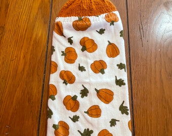 Fall - Lots of Pumpkins - Knit Top Kitchen Towel