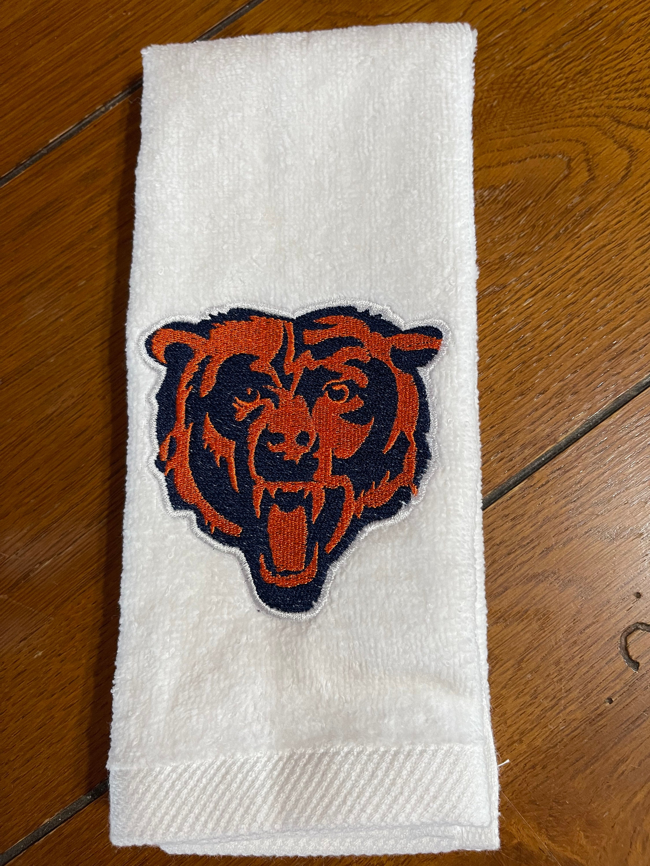 Embroidered Finger Tip Towel Chicago Bears White Towel Etsy