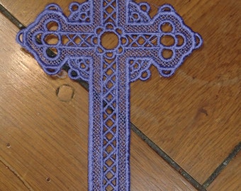 Embroidered Bookmark  - Cross - Purple