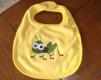 Embroidered Baby Bib - Grasshopper