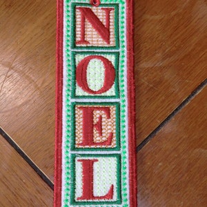 Embroidered Bookmark - Felt - Christmas - NOEL - Red Outline