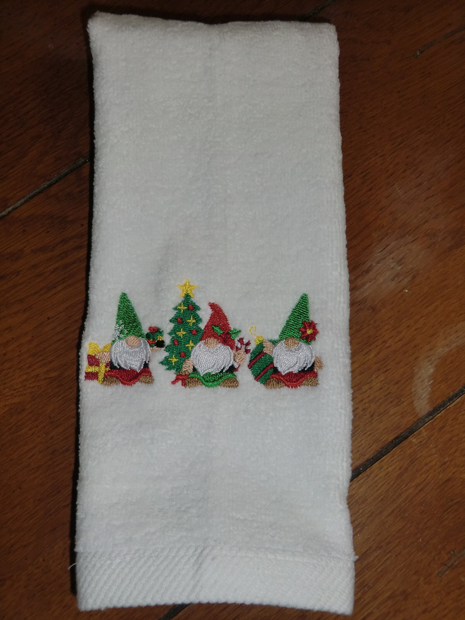 Embroidered Finger Tip Towel Christmas Christmas Gnomes Etsy