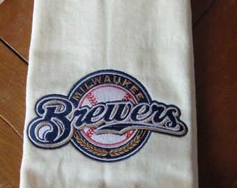 Embroidered Velour Hand Towel - Milwaukee Brewers - Beige Towel