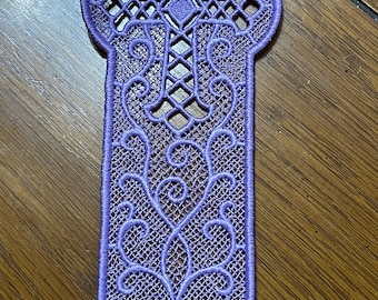Embroidered Bookmark  -  Celtic - Lavender