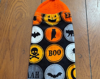 Halloween - Bats, Spiders, Black Cat & BOO Knit Top Kitchen Towels